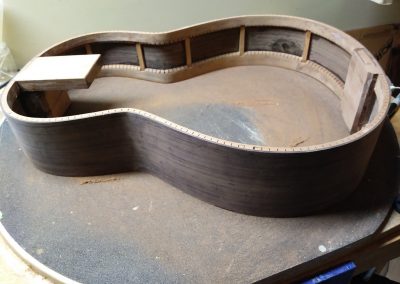 Kerf Lining trimmed & being sanded to top and back profiles