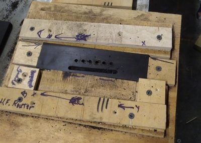 Bridge -saddle slot and pins holes drilled