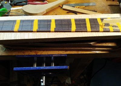 Fingerboard binding in progress