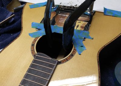 Bridge pin holes being drilled