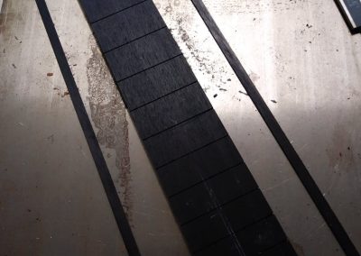 Fretboard is being prepared for blind frets