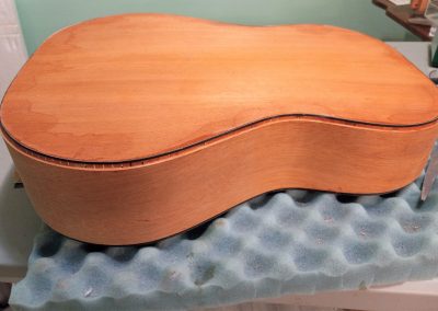 Back purfling glued in