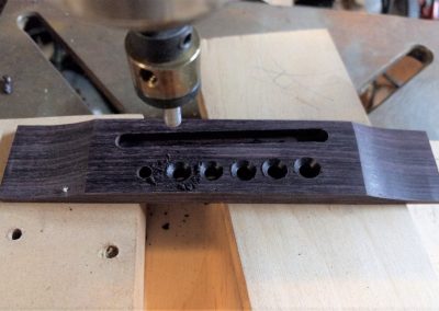 Cutting out the recess for the bridge pins