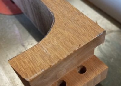 Holes drilled for neck dowel bolts