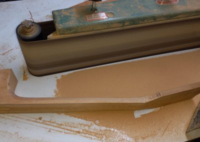 Just beginning to shape the neck on the edge sander