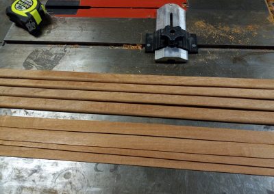 Mahogany is cut for kerf lining and inner double lining