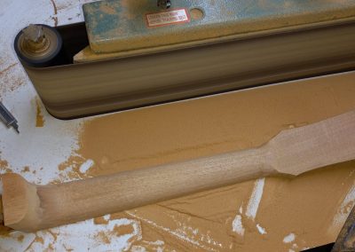 Most of the neck shaping on the edge sander has been completed