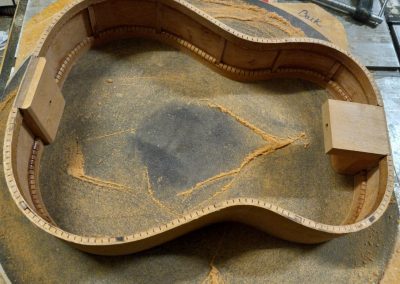 Sanding the back rim to 15' radius