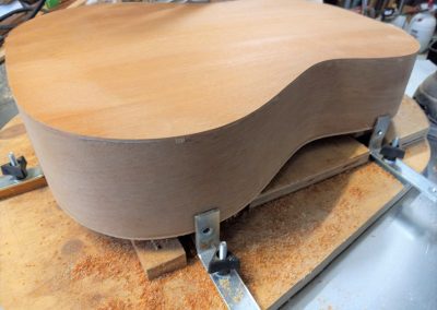 Top and back have been trimmed flush to prepare for binding channel routing